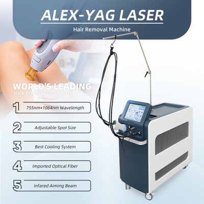 Verticale 755nm Alex Laser fibra ottica depilazione lunghe pulsazione Nd Yag Laser depilazione 1064nm