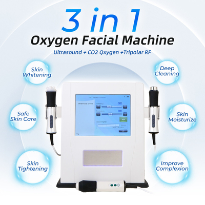 Macchina per il viso a getto di ossigeno 3 in 1 U Rf Co2 Bubble Ossigenazione della pelle che stringe la macchina per il viso a getto di ossigeno 3 in 1