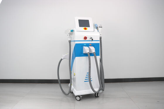 4 in1 macchina laser multifunzionale Magneto-ottica luce Verticale quattro maniglie depilazione laser indolore depilazione laser sicura depilazione laser togliere tatuaggi macchina RF