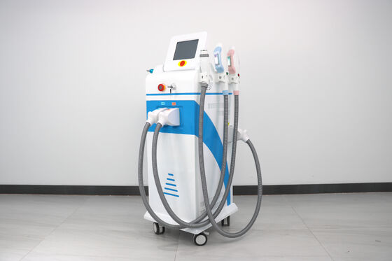 4 in1 macchina laser multifunzionale Magneto-ottica luce Verticale quattro maniglie depilazione laser indolore depilazione laser sicura depilazione laser togliere tatuaggi macchina RF